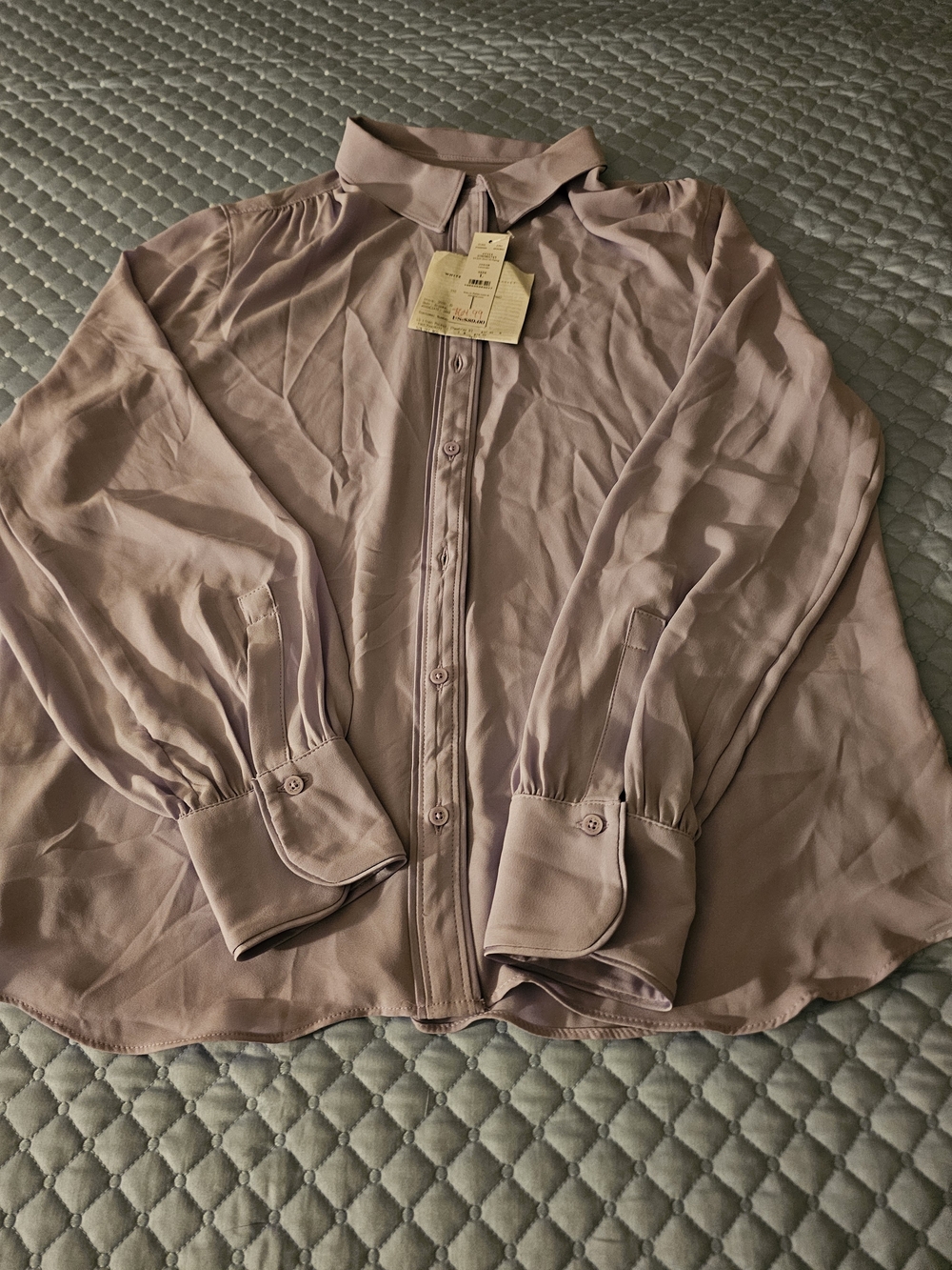 White House Black Market Lavender Color Button-Down Blouse. Purchase $64.99